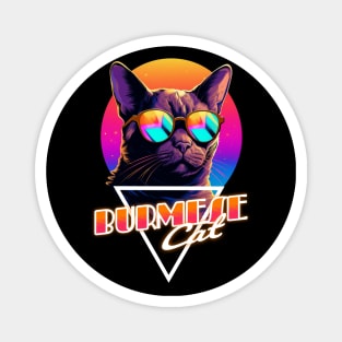 Retro Wave Burmese Cat Miami Shirt Magnet